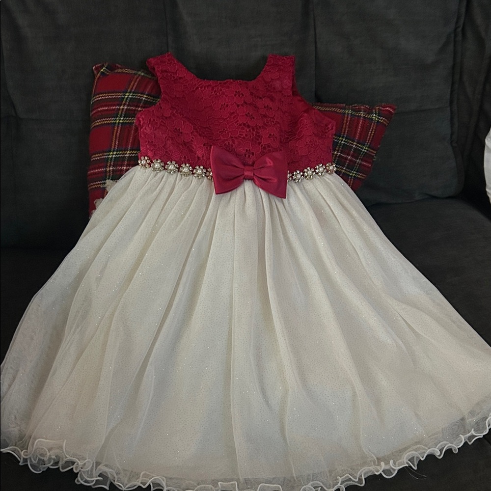 Elegant Red and White Kids Dress
